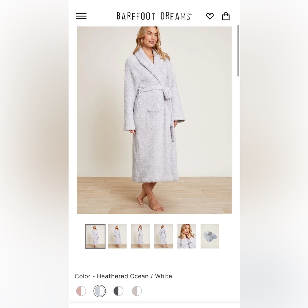 Barefoot Dreams robe size 2 grey NWOT,